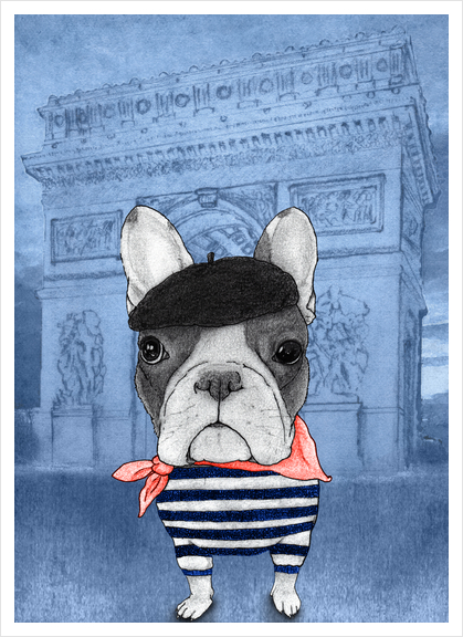 French Bulldog With Arc De Triomphe Art Print by Barruf