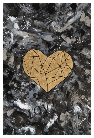 Golden Heart Art Print by Nika_Akin