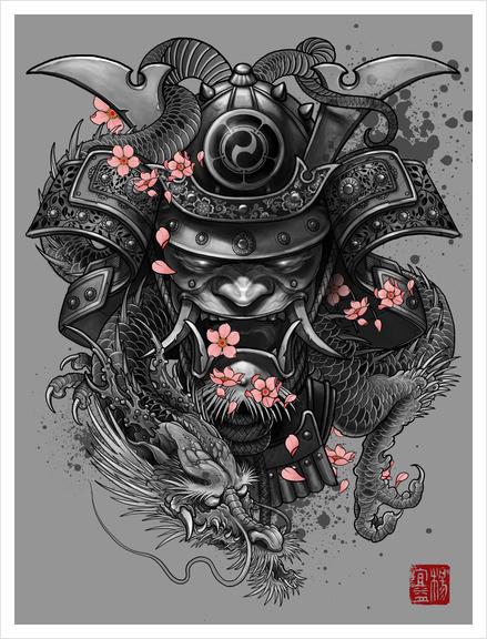 Dragon Samurai Art Print by Elvintattoo