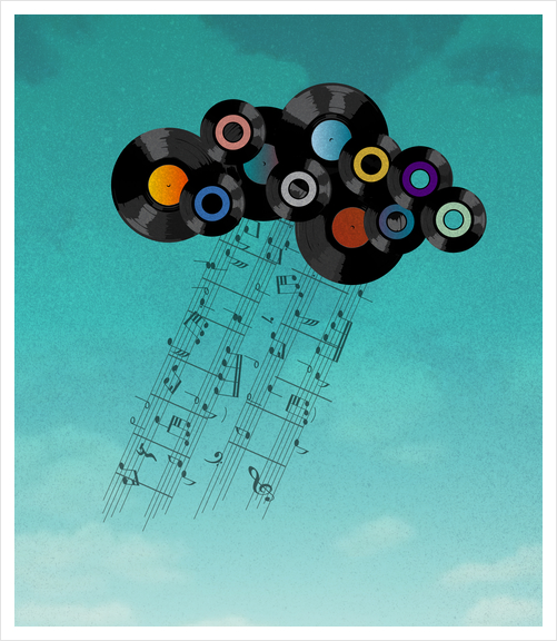 Music Cloud Art Print by Alex Xela