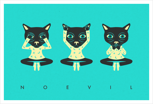 NO EVIL - CATS Art Print by Jazzberry Blue