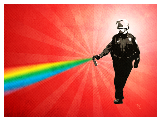 Pepper Spray Cop Rainbow - Pop Art Art Print by William Cuccio WCSmack