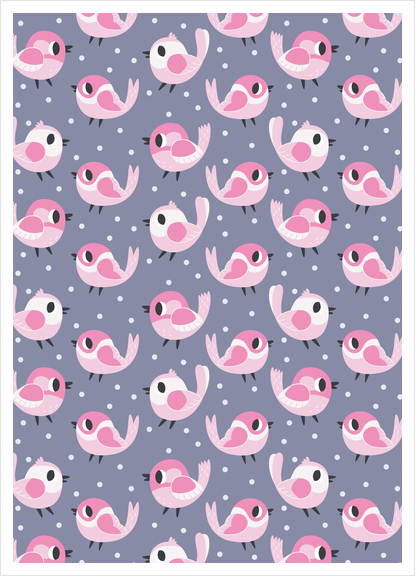 Pink Birds Pattern Art Print by Claire Jayne Stamper