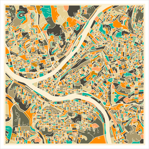 PITTSBURGH MAP 1 Art Print by Jazzberry Blue