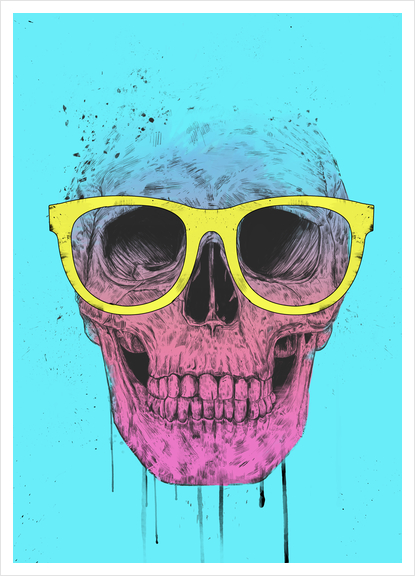 Pop art skull with glasses Art Print by Balazs Solti