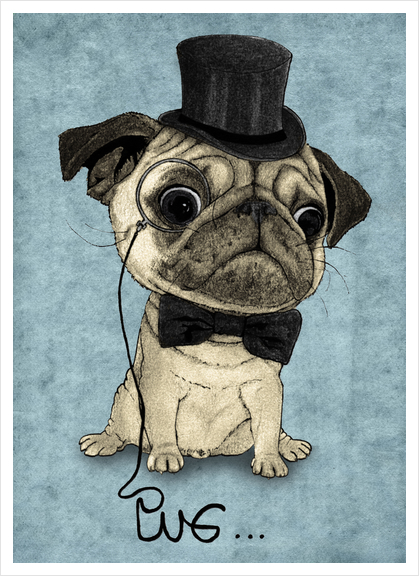 Pug; Gentle Pug Art Print by Barruf