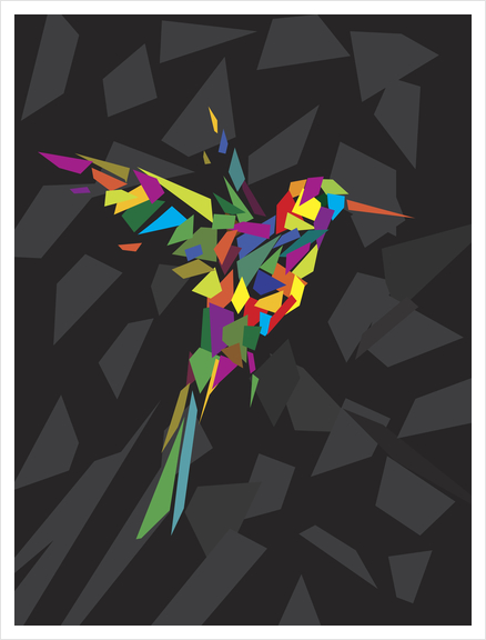 Rainbow Fly-Bird Art Print by Alex Xela