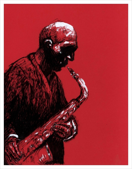 Sax Player Art Print by Aaron Morgan