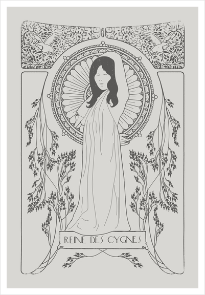 Reine des Cygnes (Grey) Art Print by Florent Bodart - Speakerine