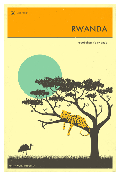 VISIT RWANDA Art Print by Jazzberry Blue