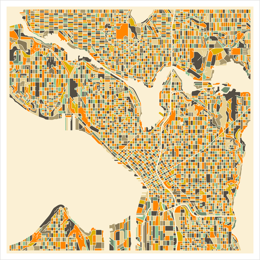 SEATTLE MAP 1 Art Print by Jazzberry Blue