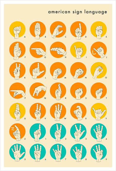 SIGN LANGUAGE HAND ALPHABET Art Print by Jazzberry Blue