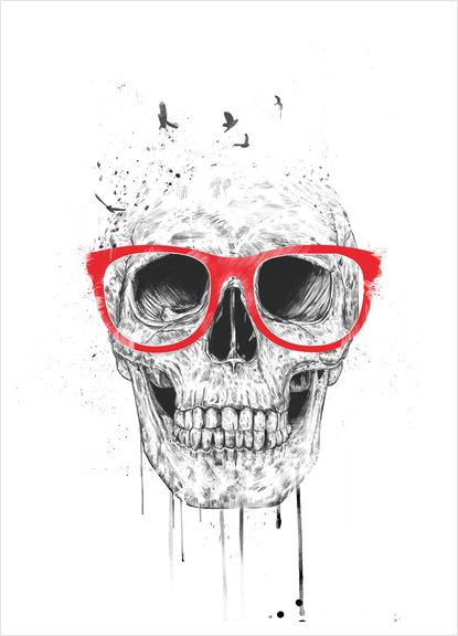 Skull with red glasses Art Print by Balazs Solti