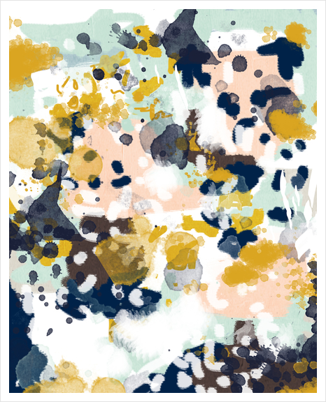 Sloane - Abstract painting in modern fresh colors navy, mint, blush, cream, white, and gold Art Print by Charlotte Winter
