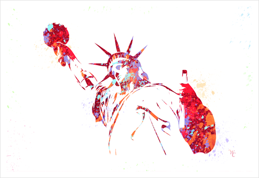 Statue of Liberty - Watercolor - Paint Splatter - Pop Art Art Print by William Cuccio WCSmack