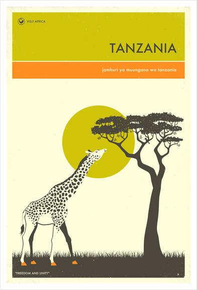 VISIT TANZANIA Art Print by Jazzberry Blue