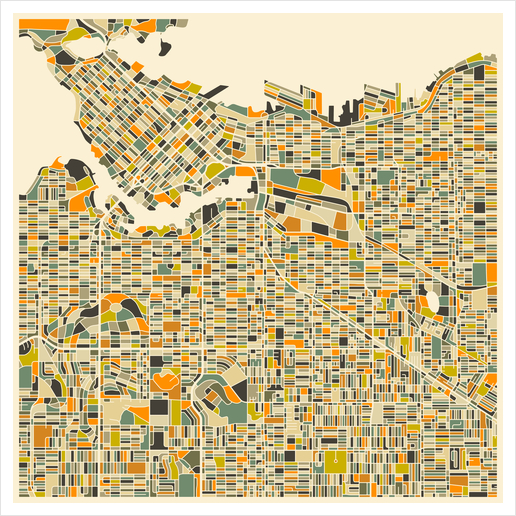 VANCOUVER MAP 1 Art Print by Jazzberry Blue