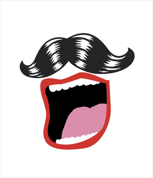 Moustache Mouth Art Print by Alex Xela