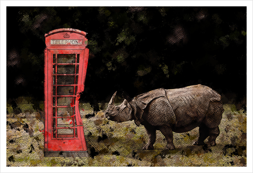 Rhino vs Phone Box Art Print by Galen Valle