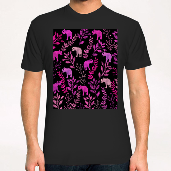 Floral and Elephant  T-Shirt by Amir Faysal