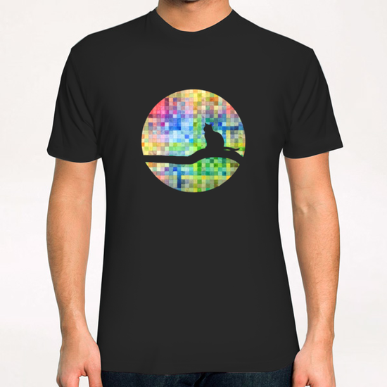 Cat In A Digital Moon   II T-Shirt by Vic Storia