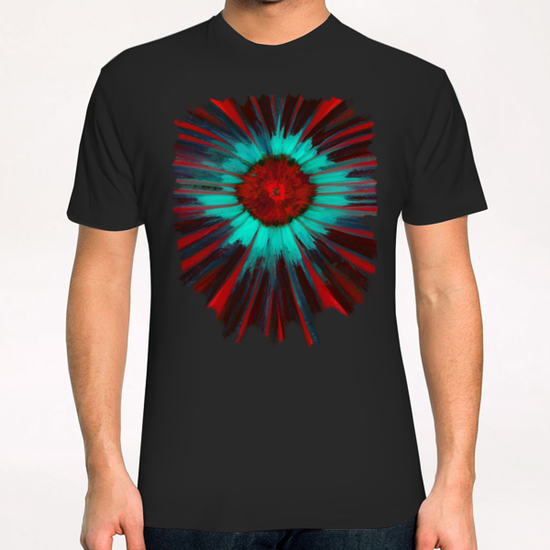 Red Flower Vortex T-Shirt by tzigone