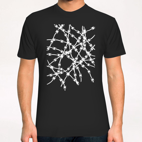 Trapped White on Black T-Shirt by Emeline Tate
