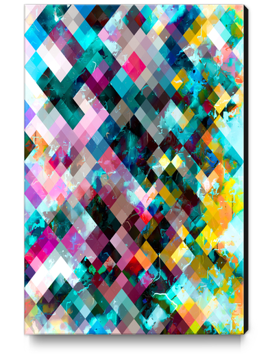 geometric square pixel pattern abstract background in blue pink orange purple Canvas Print by Timmy333