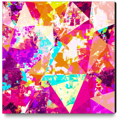 geometric triangle pattern abstract in pink blue purple Canvas Print by Timmy333