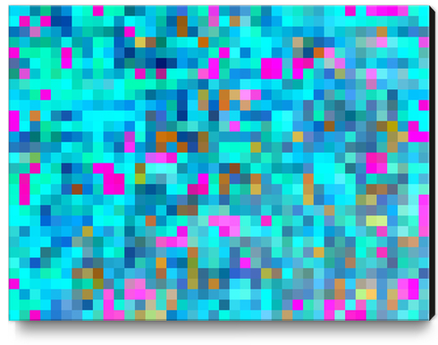 geometric square pixel pattern abstract in blue green pink Canvas Print by Timmy333