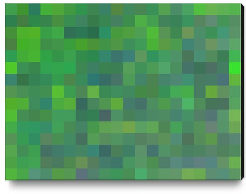 geometric square pixel pattern abstract in green and blue Canvas Print by Timmy333
