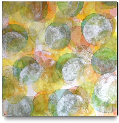 Silver Green Yellow Circles Canvas Print by Heidi Capitaine