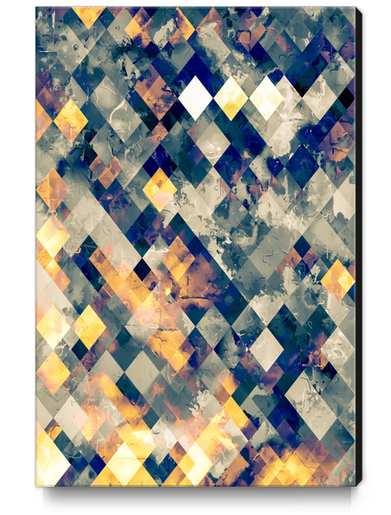 geometric pixel square pattern abstract background in blue brown Canvas Print by Timmy333