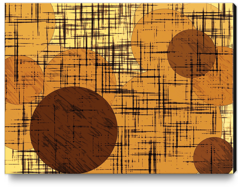 geometric line pattern and circle shape abstract background in brown Canvas Print by Timmy333