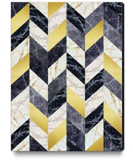 Chevron geometric marble and gold Canvas Print by Vitor Costa