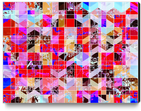 geometric square and triangle pattern abstract in red pink blue Canvas Print by Timmy333