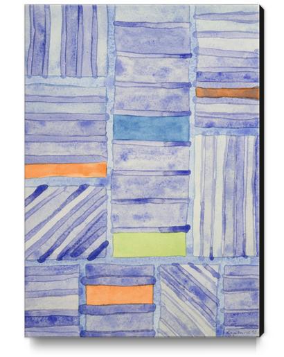 Blue Panel with Colorful Rectangles  Canvas Print by Heidi Capitaine