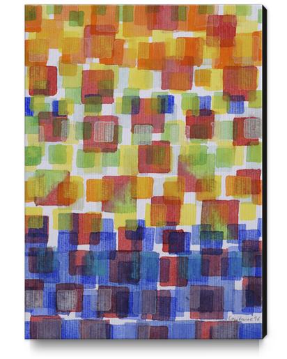  Squares on Solid Red and Blue Foundation Canvas Print by Heidi Capitaine
