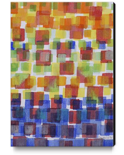  Squares on Solid Red and Blue Foundation Canvas Print by Heidi Capitaine