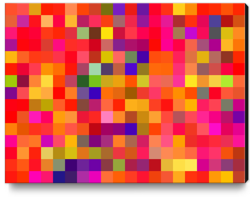 geometric square pixel pattern abstract in red pink yellow blue Canvas Print by Timmy333