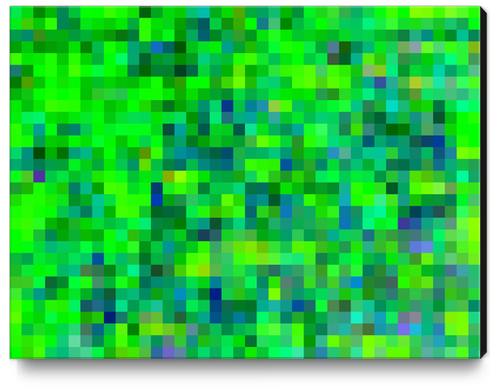 geometric square pixel pattern abstract in green and blue Canvas Print by Timmy333