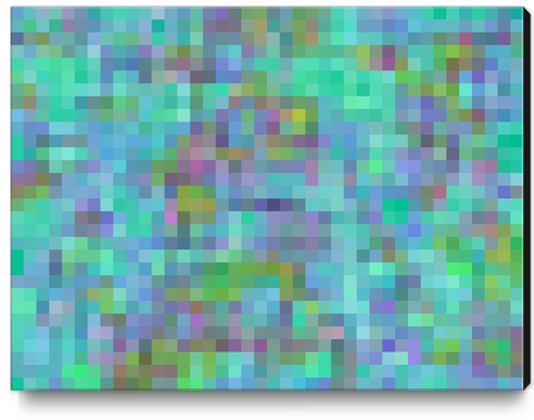 geometric square pixel pattern abstract in green blue pink Canvas Print by Timmy333