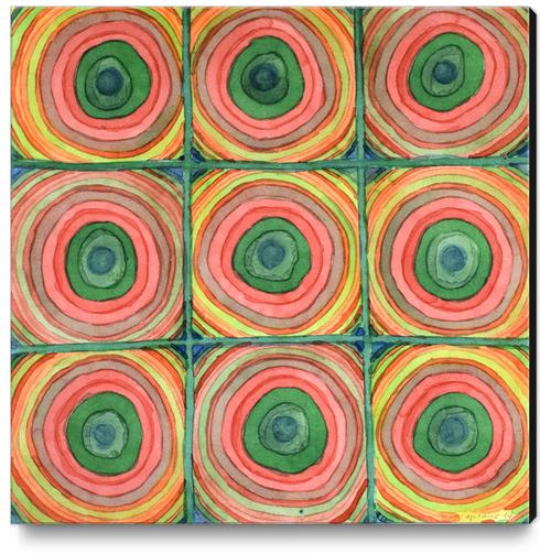 Grid with Psychedelic Rings  Canvas Print by Heidi Capitaine