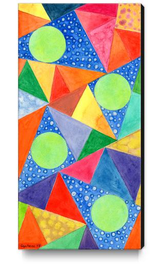 Lime Green Circles within a Cool Triangles Pattern  Canvas Print by Heidi Capitaine