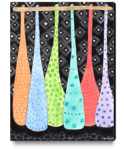 Six Hanging patterned Sculptures  Canvas Print by Heidi Capitaine