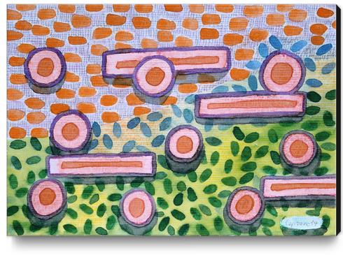 Bars and Dots on a Lawn  Canvas Print by Heidi Capitaine