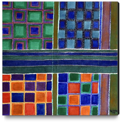 Four Squares with Check Patterns  Canvas Print by Heidi Capitaine