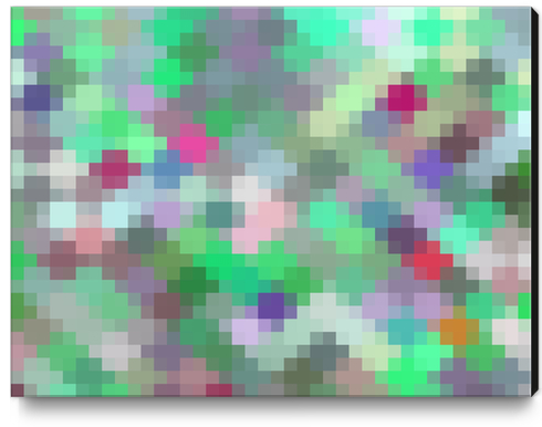 geometric square pixel pattern abstract in green pink purple Canvas Print by Timmy333