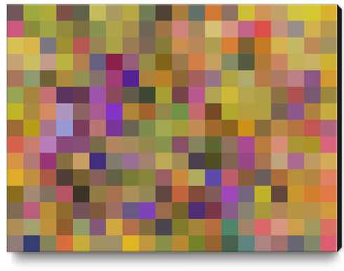geometric square pixel pattern abstract in yellow green purple Canvas Print by Timmy333