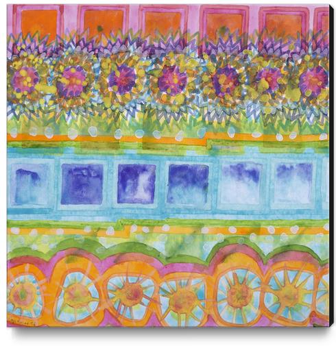 Square and Flower Lines Pattern Canvas Print by Heidi Capitaine